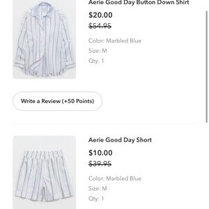 aerie good day short set Blue & White Striped Button-Up Shirt and shorts
